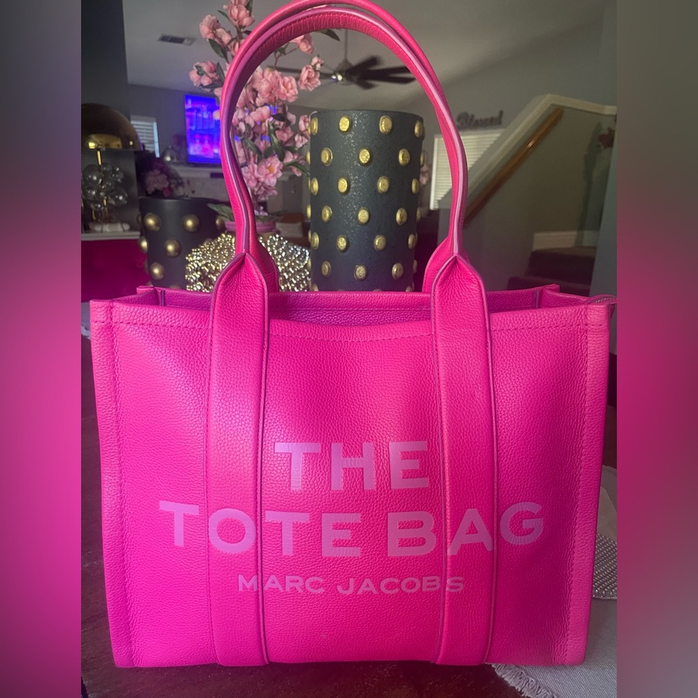 Marc Jacobs Large Leather Hot Pink Tote Bag